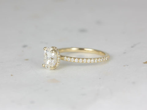 1.50ct Viviana 8x6mm 14kt Gold Moissanite Diamond Scarf Halo Oval Solitaire Ring - Rosados Box