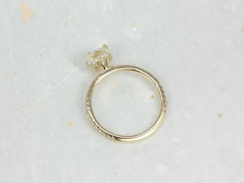 1.50ct Ready to Ship Viviana 8x6mm 14kt WHITE Gold Moissanite Diamond Dainty Scarf Hidden Pave Halo Ring - Rosados Box