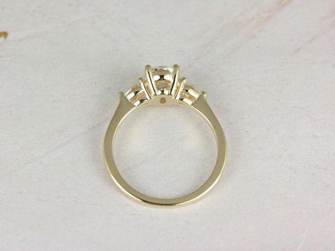 1.50ct Emery 8x6mm 14kt Gold Moissanite Diamond Three Stone Oval Ring