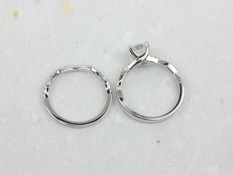 Tyra 7mm 14kt White Gold Round Forever One Moissanite Diamond Vine Twist Bridal Set