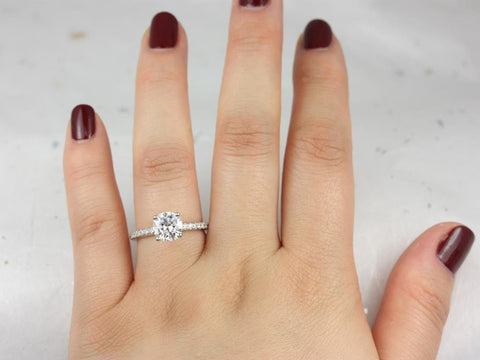 1.50ct Eileen 7.5mm 14kt Gold Moissanite Diamonds Minimalist Round Solitaire Ring - Rosados Box