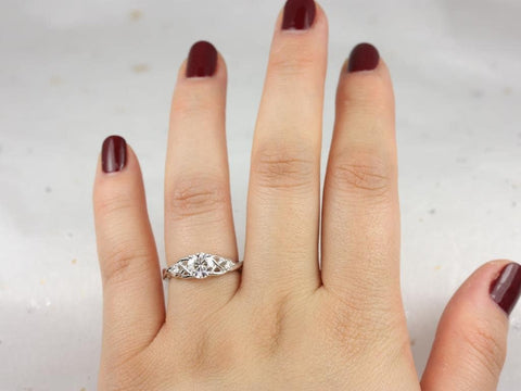 0.75cts Shea 6mm 14kt Gold Moissanite Diamonds 3 Stone Celtic Love Knot Unique Round 3 Stone Engagement Ring