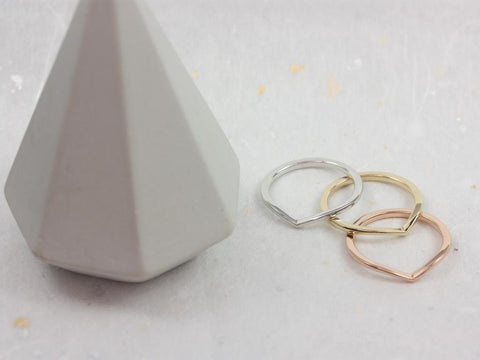 Marley 14kt Gold Chevron Stacking Ring - Rosados Box
