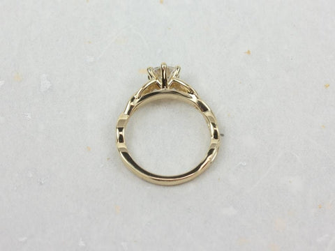 0.75ct 6 Prong Cassidy 6mm 14kt Gold Moissanite Crossover Celtic Knot Triquetra Round Solitaire Engagement Ring