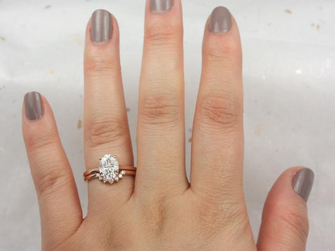 2ct Delia 9x7mm & Rayna 1.0 14kt Moissanite Diamond Oval Bridal Set,Oval Engagement Ring,Oval Wedding Ring Set,Anniversary Gift,Solitaire