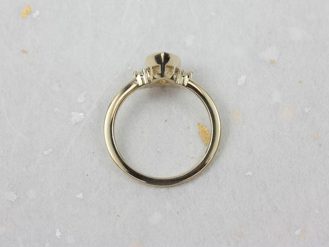 1ct Oana 8x5mm 14kt Gold Moissanite Diamonds Bezel Half Halo Pear Ring - Rosados Box