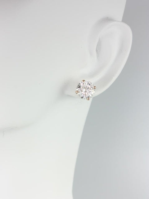 Ready to Ship Donna 8mm 14kt Rose Gold Round Moissanite Leaf Gallery Basket Stud Earrings - Rosados Box