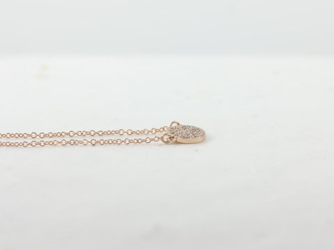 Ready to Ship Diskco 7mm 14kt WHITE Gold Diamond Floating Pave Disk Dainty Necklace - Rosados Box