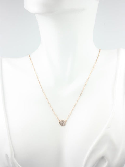 Ready to Ship Diskco 7mm 14kt WHITE Gold Diamond Floating Pave Disk Dainty Necklace - Rosados Box