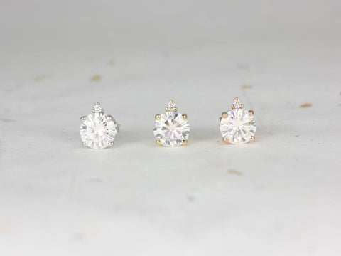 2.50cts Nicole 14kt Gold Moissanite Diamond Stud Earrings,Two Stone Studs,Diamond Earrings,Minimalist Studs,Birthday Gift,Anniversary Gift