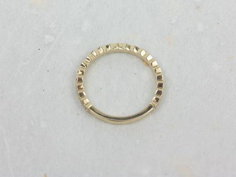 Ultra Petite Honore 14kt Gold WITH Milgrain Hexagon Diamond ALMOST Eternity Ring - Rosados Box