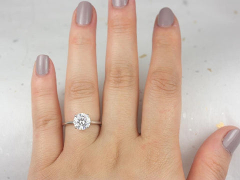 2ct Dixie 8mm 14kt White Gold Moissanite Round Solitaire Engagement Ring - Rosados Box