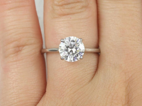 2ct Dixie 8mm 14kt White Gold Moissanite Round Solitaire Engagement Ring - Rosados Box