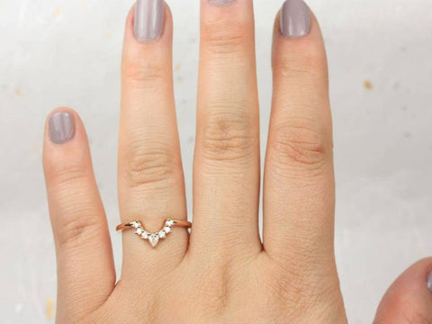 Liza 2.0 14kt Gold Diamond Nesting Ring,Tiara Ring,Diamond Contoured Ring,Curved Band,Shadow Ring,Unique Wedding Ring,Anniversary Gift