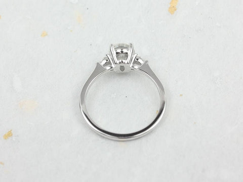 1.50ct Petite Emery 8x6mm 14kt Moissanite Diamond Pear 3 Stone Oval Ring - Rosados Box