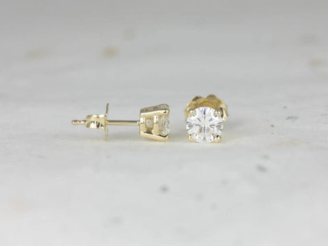 0.50ct Ready to Ship 4mm Moissanite Classic Studs 14kt ROSE Gold 4-Prong Earrings (Basics Collection) - Rosados Box