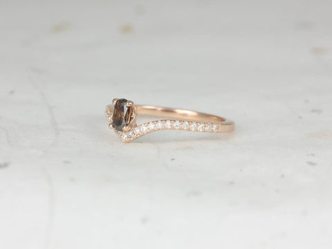 Rosados Box Ready to Ship Anaya 0.26cts 14kt Rose Gold Oval Chevron Flair Cognac Diamond Stackable Ring (S.L.A.Y. Collection) - Rosados Box