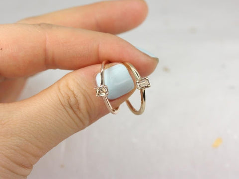 0.41ct Ready to Ship Safa 14kt Gold Cognac Diamond Emerald Cut Solitaire Ring - Rosados Box