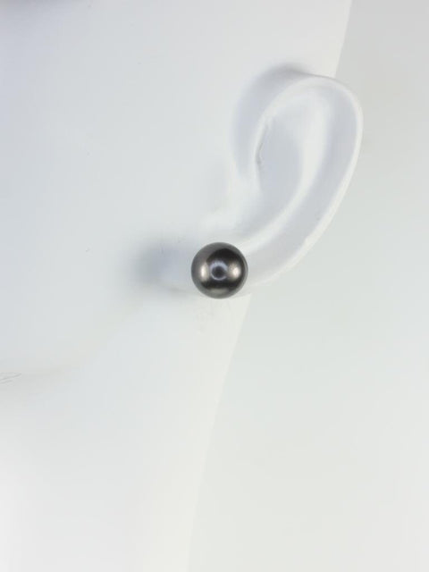 Ready to Ship Tahitian Black Pearl 8-8.5mm 14kt White Gold Classic Stud Earrings