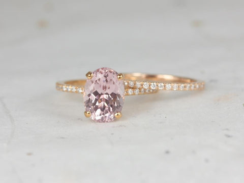 3.54ct Ready to Ship Hillary 14kt Rose Gold Blush Champagne Spinel Diamond Bridal Set - Rosados Box