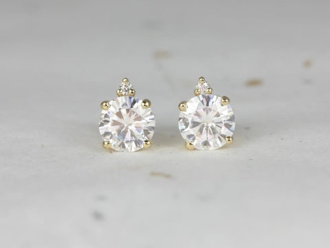 2.50cts Nicole 14kt Gold Moissanite Diamond Stud Earrings,Two Stone Studs,Diamond Earrings,Minimalist Studs,Birthday Gift,Anniversary Gift