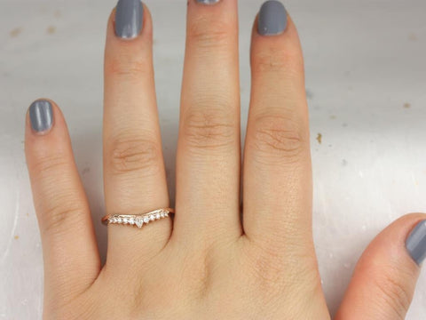 Ready to Ship Marie 14kt WHITE Gold Diamonds Tiara Crown Nesting Ring - Rosados Box