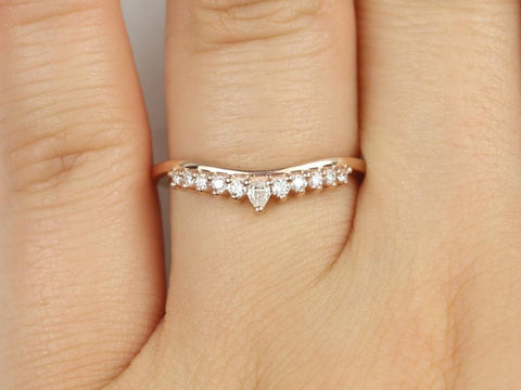 Ready to Ship Marie 14kt Rose Gold Diamonds Tiara Crown Nesting Ring - Rosados Box