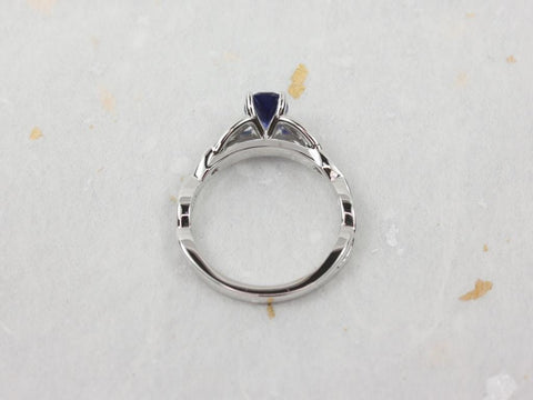 Ready to Ship Ciara 7x5mm 14kt White Gold Blue Sapphire Celtic Knot Triquetra Oval Solitaire Ring,Unique Celtic Knot Ring, Celtic Oval Ring