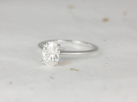 1.50ct Skinny Rhonda 14kt Gold Moissanite Dainty Oval Solitaire Ring - Rosados Box