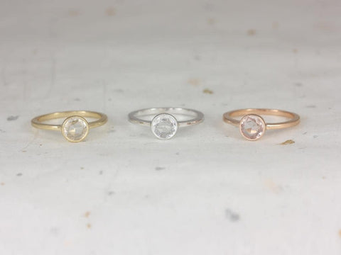 3/4ct Ready to Ship Ida 6mm 14kt YELLOW Gold Rose Cut Sapphire Round Solitaire Ring,Bezel Set Ring,Minimalist Engagement Ring,Art Deco Ring