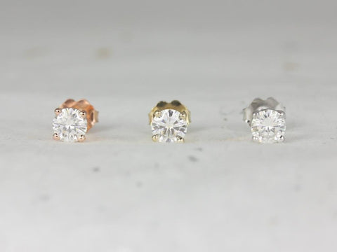 0.50ct Ready to Ship 4mm Moissanite Classic Studs 14kt ROSE Gold 4-Prong Earrings (Basics Collection) - Rosados Box