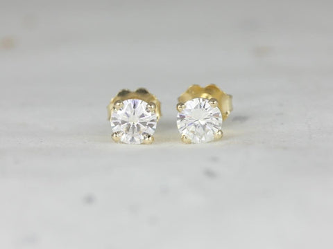 0.50ct Ready to Ship 4mm Moissanite Classic Studs 14kt ROSE Gold 4-Prong Earrings (Basics Collection) - Rosados Box