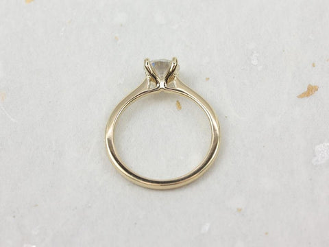 1ct Skinny Flora 6.5mm 14kt Gold Round Moissanite Dainty Thin Cathedral Solitaire Engagement Ring