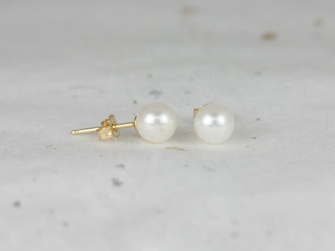 Ready to Ship Cultured Pearl Freshwater 5mm 14kt Yellow Gold Classic Stud Earrings (Basics Collection)