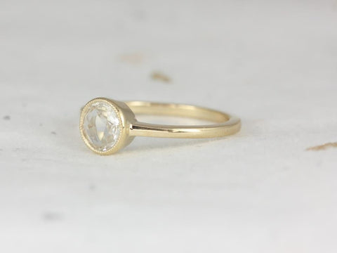 3/4ct Ready to Ship Ida 6mm 14kt WHITE Gold Rose Cut Sapphire Bezel Solitaire Ring,Rose Cut Ring,Unique Engagement Ring,Birthday Gift