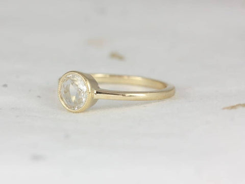 3/4ct Ready to Ship Ida 6mm 14kt ROSE Gold Rose Cut Sapphire Round Bezel Set Solitaire Ring,Round Engagement Ring,Rose Cut Ring,Gift For Her