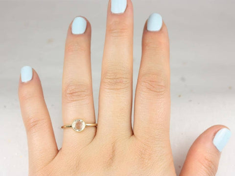 3/4ct Ready to Ship Ida 6mm 14kt YELLOW Gold Rose Cut Sapphire Round Solitaire Ring,Bezel Set Ring,Minimalist Engagement Ring,Art Deco Ring