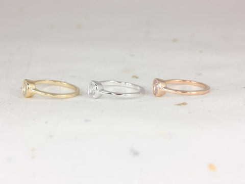 3/4ct Ready to Ship Ida 6mm 14kt WHITE Gold Rose Cut Sapphire Bezel Solitaire Ring,Rose Cut Ring,Unique Engagement Ring,Birthday Gift