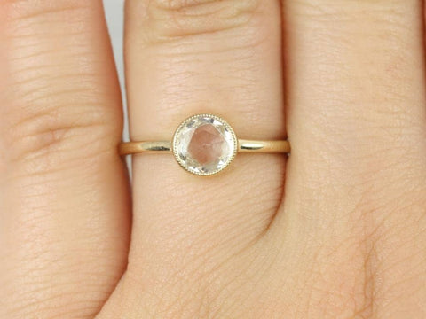 3/4ct Ready to Ship Ida 6mm 14kt YELLOW Gold Rose Cut Sapphire Round Solitaire Ring,Bezel Set Ring,Minimalist Engagement Ring,Art Deco Ring