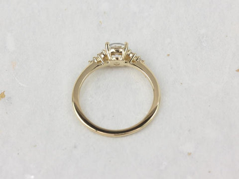 Ready to Ship Malia 6mm 14kt Gold Rose Cut Sapphire Diamonds Dainty Round 3 Stone Cluster Ring,Rosados Box