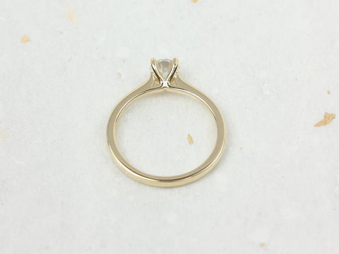 0.75ct Skinny Flora 6mm 14kt Gold Moissanite Thin Minimalist Cathedral Round Solitaire Engagement Ring