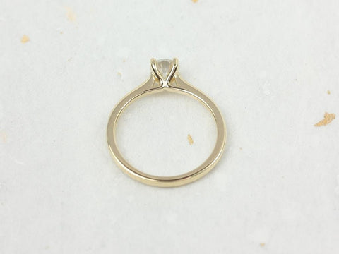 0.75ct Skinny Flora 6mm 14kt Gold Moissanite Thin Minimalist Cathedral Round Solitaire Engagement Ring