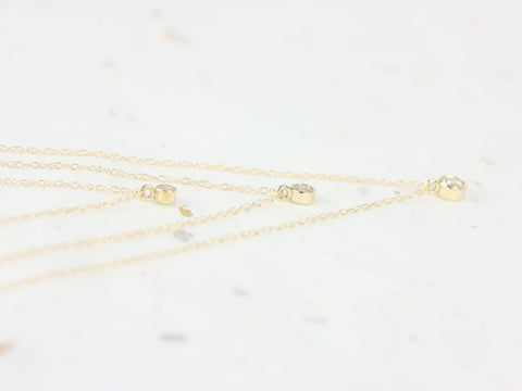 Ready to Ship 0.06ct Margie 14kt YELLOW Gold Dainty Diamond Solitaire Necklace - Rosados Box