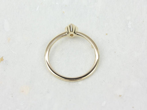 Ready to Ship Leanne 14kt WHITE Gold Forever One Moissanite WITHOUT Milgrain Marquise Scalloped Ring - Rosados Box