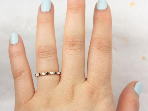 Ready to Ship Petite Cher 14kt YELLOW Gold Grey Sapphire & Diamond Floating HALFWAY Eternity Ring - Rosados Box