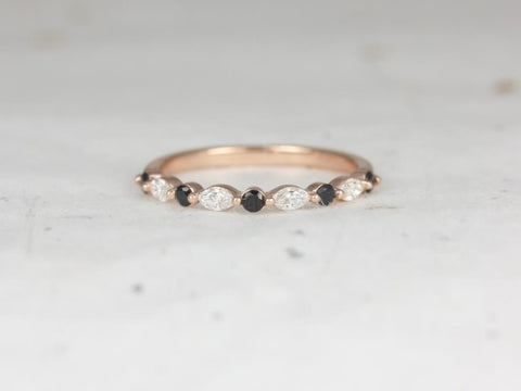 Ready to Ship Petite Cher 14kt WHITE Gold Light Blue Sapphire & Diamond Single Prong HALFWAY Eternity Ring - Rosados Box