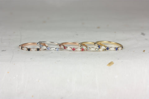 Ready to Ship Petite Cher 14kt ROSE Gold Black Sapphire & Diamond Floating HALFWAY Eternity Ring - Rosados Box