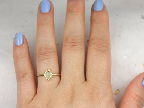 Ready to Ship Sterling Silver Leanne 5x3mm Oval Moonstone Unique Bezel Scalloped Ring (S.L.A.Y. Collection) - Rosados Box