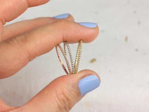 Ultra Petite Buddha Beads 14kt Gold Ring,Dainty Bead Ring,Petite Gold Ring,Gold Wedding Ring,Layering Jewelry,Gift For Her,Midi Ring