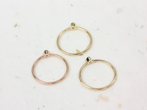 Ultra Petite Zelda 14kt Gold Emerald Dainty Stacking Ring,Pinky Ring,Gift For Her,May Birthstone,Trillion Ring,Emerald Ring,Dainty Ring